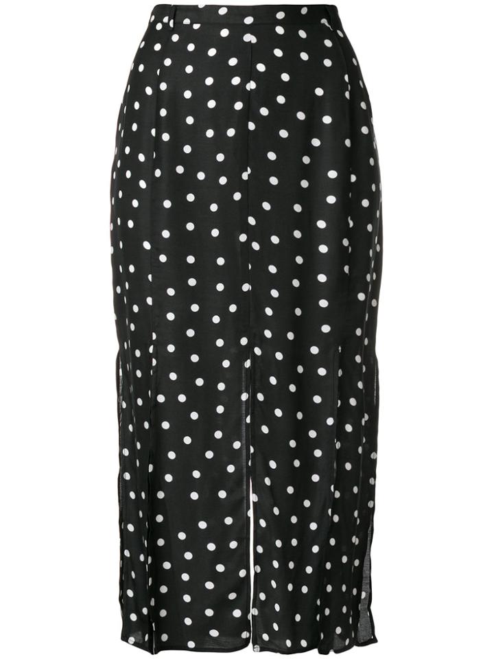 Rixo London Steph Polka Dot Midi Skirt - Black