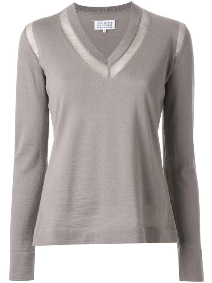 Maison Margiela Contrast Stitch Jumper, Women's, Size: Small, Grey, Wool