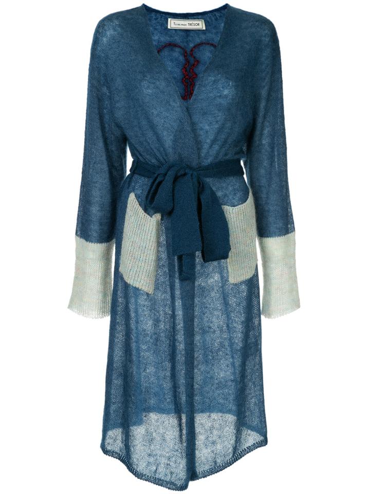 Tu Es Mon Trésor Longline Cardigan - Blue