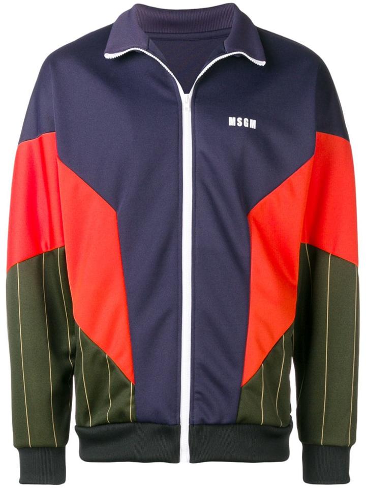 Msgm Zipped Colour Block Jacket - Blue