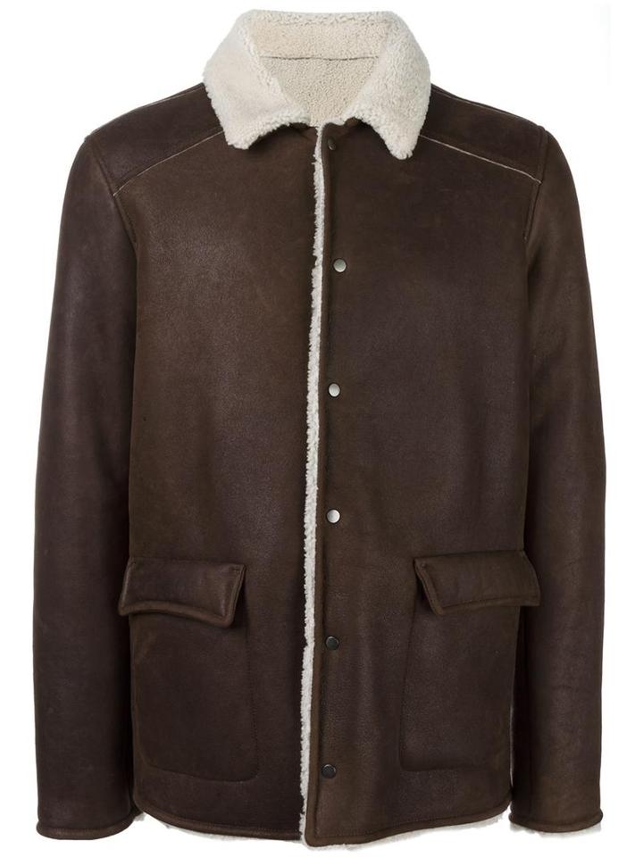 Salvatore Santoro Flap Pocket Jacket, Men's, Size: 50, Brown, Sheep Skin/shearling