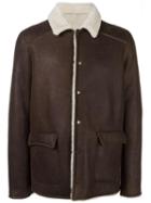 Salvatore Santoro Flap Pocket Jacket, Men's, Size: 50, Brown, Sheep Skin/shearling