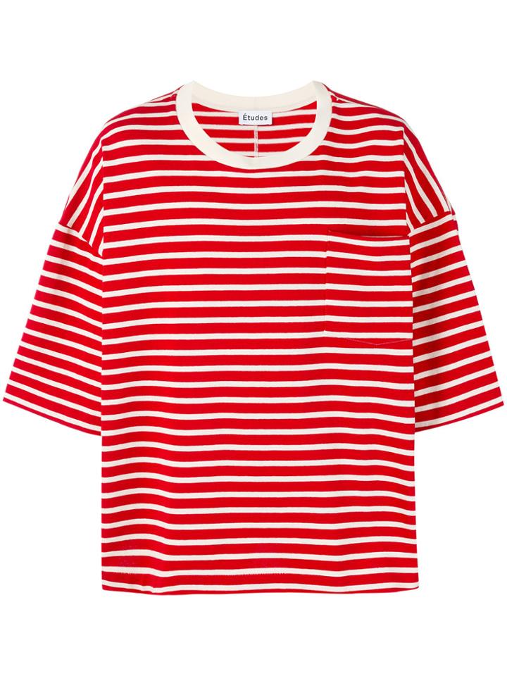 Études Striped Oversized T-shirt - White