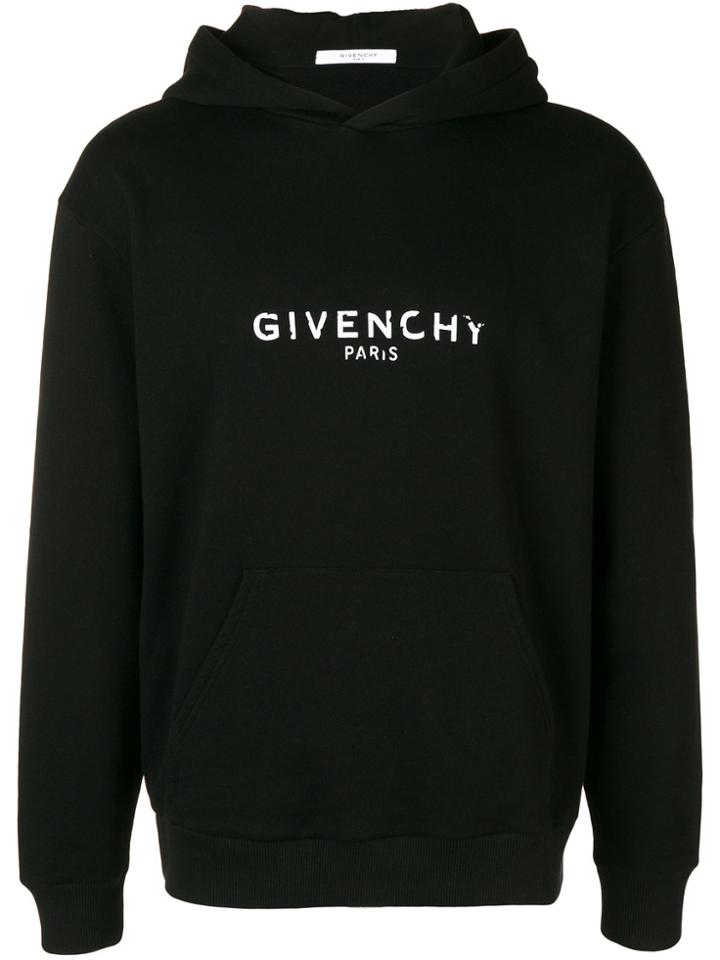 Givenchy Distressed Logo Hoodie - Black