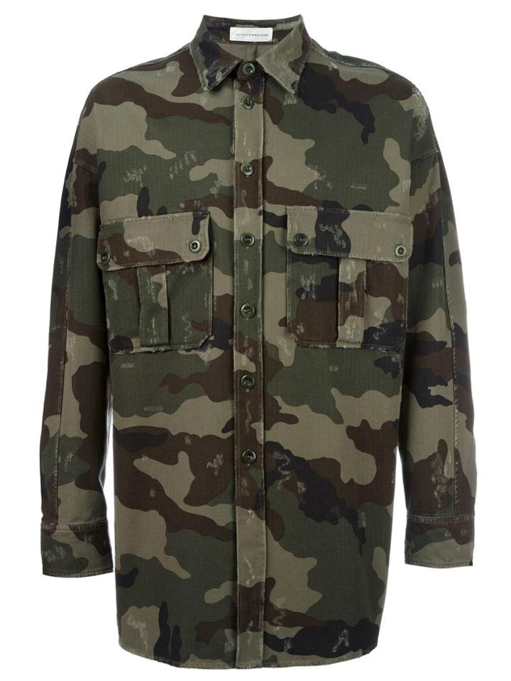Faith Connexion Camouflage Print Shirt Jacket - Green