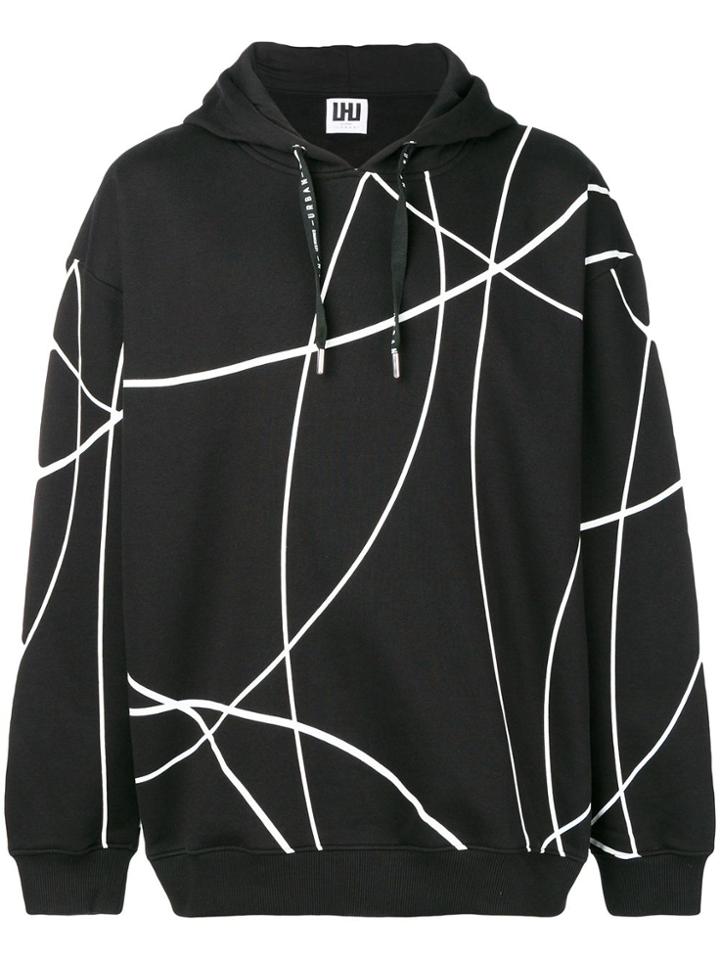 Les Hommes Urban Printed Hoodie - Black