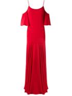 Reinaldo Lourenço Long Ruffled Dress, Women's, Size: 38, Red, Acetate/viscose