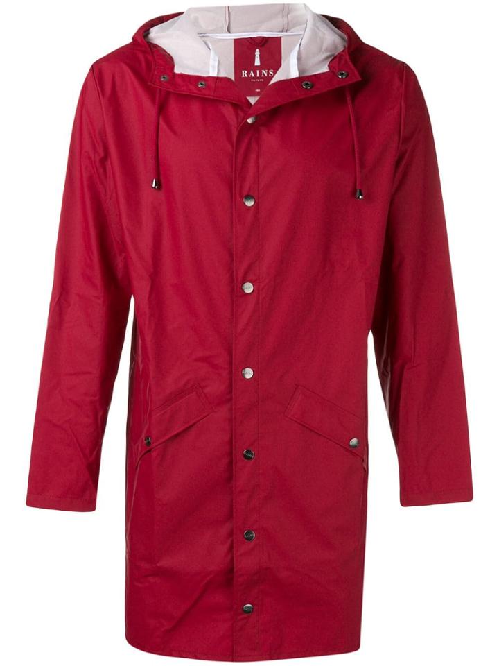 Rains Water-resistant Hooded Coat - Red