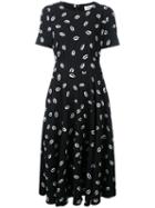 Essentiel Antwerp Lip Print Tea Dress, Women's, Size: 40, Black, Polyester/viscose