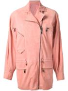 Versace Vintage Oversize Biker-style Jacket, Women's, Size: 42, Pink/purple