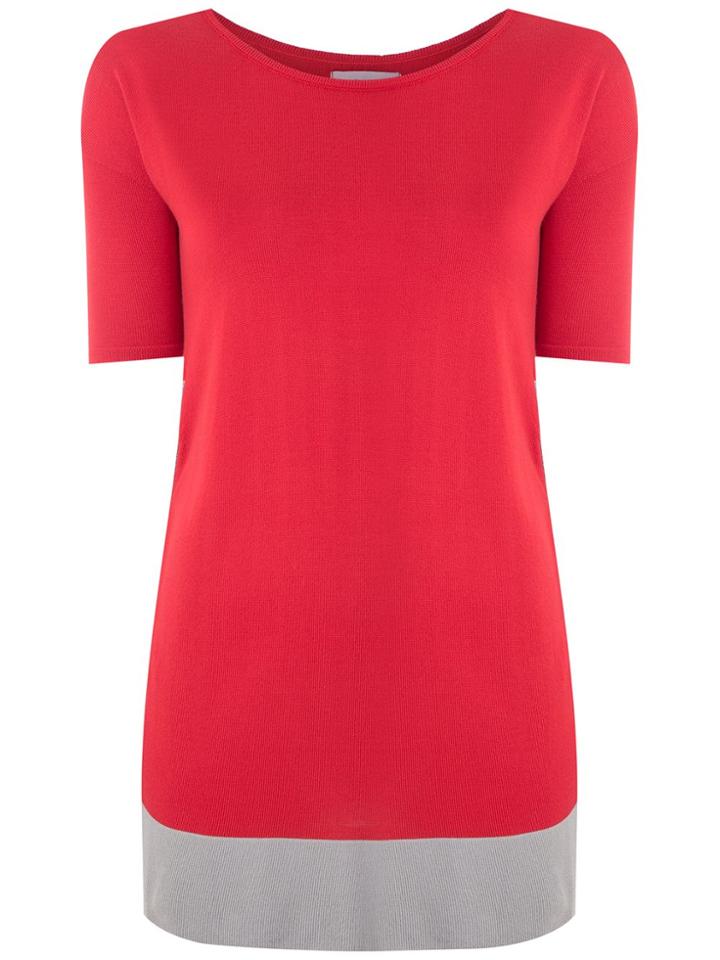 Mara Mac Bicolor Knit Blouse - Red