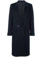 Alberto Biani Double Breasted Long Coat, Women's, Size: 38, Blue, Virgin Wool