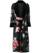 Dolce & Gabbana Floral Print Robe Coat - Black