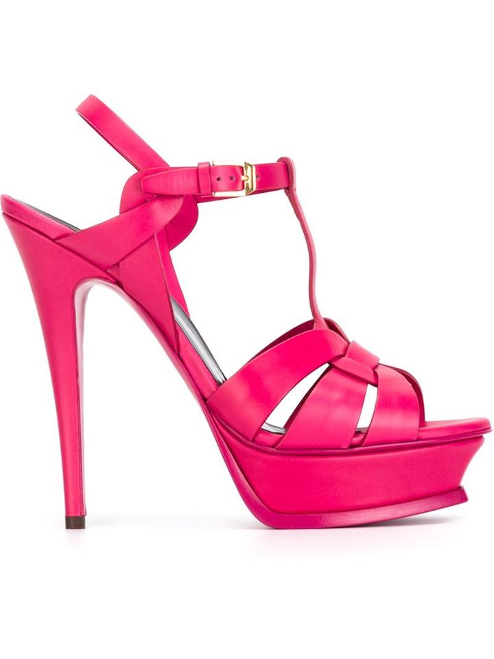 Saint Laurent Tribute Sandals, Women's, Size: 39, Pink/purple, Calf Leather/leather