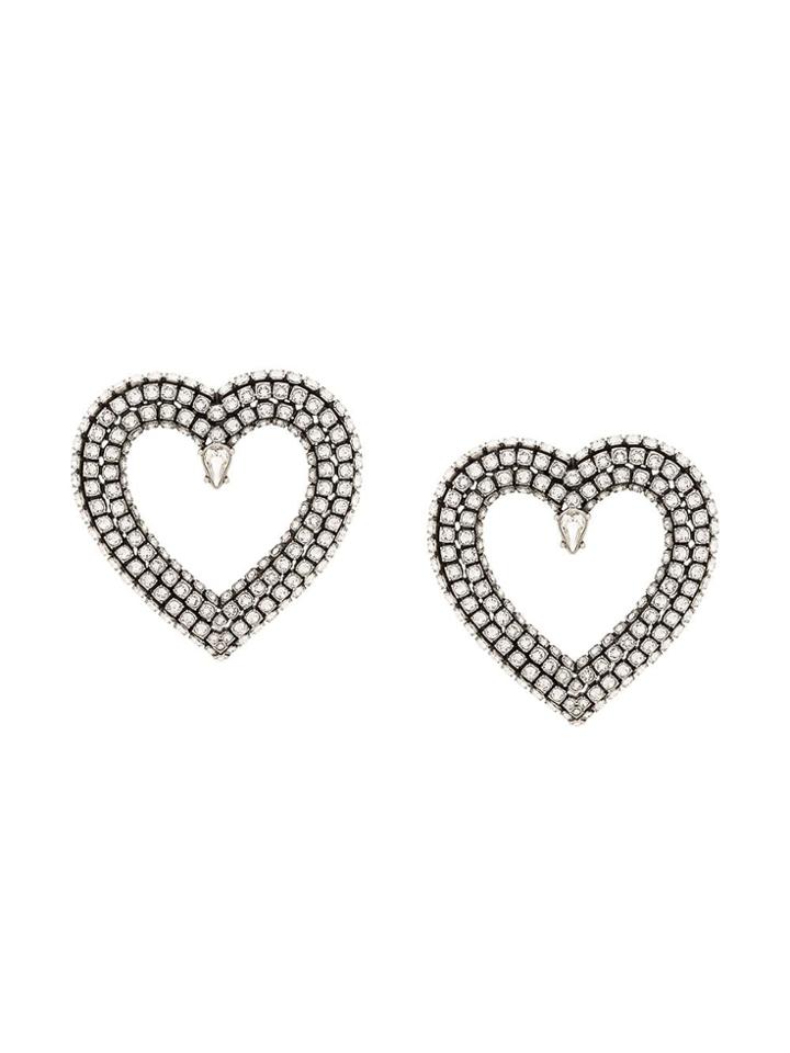 Balenciaga Heart Strass Earrings - Silver
