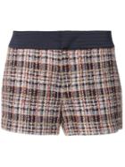 Loveless Plaid Tweed Shorts, Women's, Size: 36, Brown, Cotton