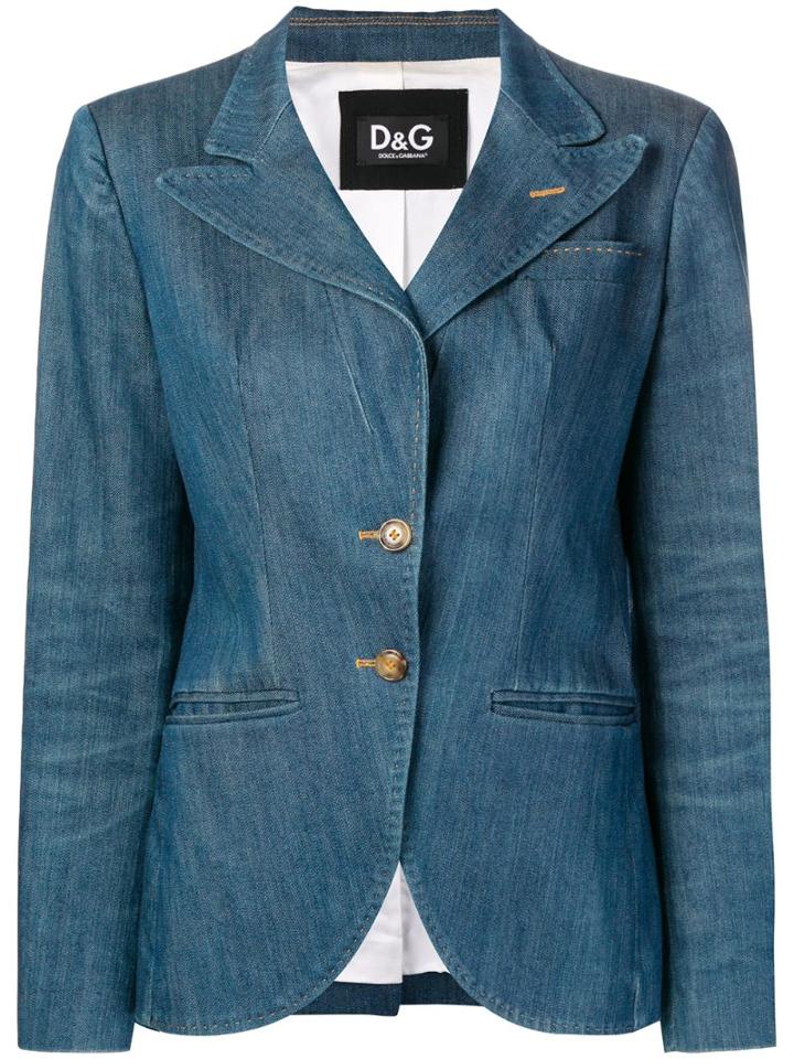 Dolce & Gabbana Pre-owned 2000's Fitted Denim Blazer - Blue