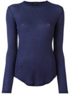 Joseph Round Neck Slim-fit Jumper, Women's, Size: Medium, Blue, Cotton/cashmere