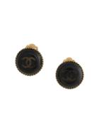 Chanel Vintage Vintage Cc Logos Button Earrings - Black
