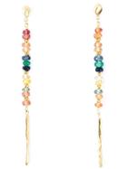 Natasha Collis Rainbow Sapphire Drop Rod Stud Earrings