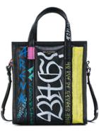 Balenciaga Black Graffiti Bazar Shopper Mini Tote Bag