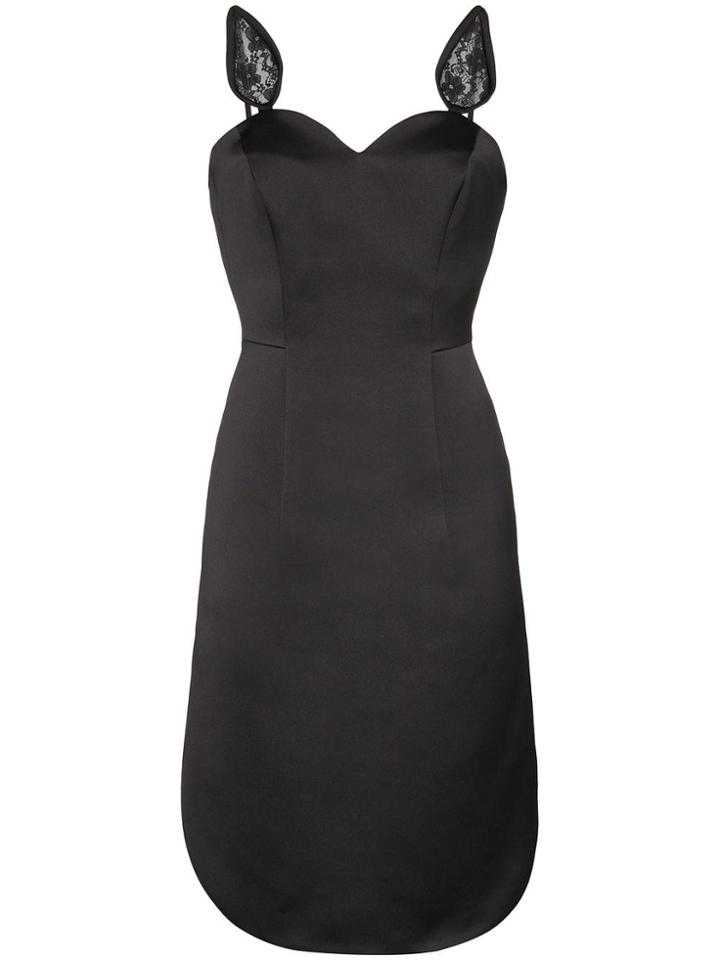 Christopher Kane Lace Strap Satin Midi-dress - Black