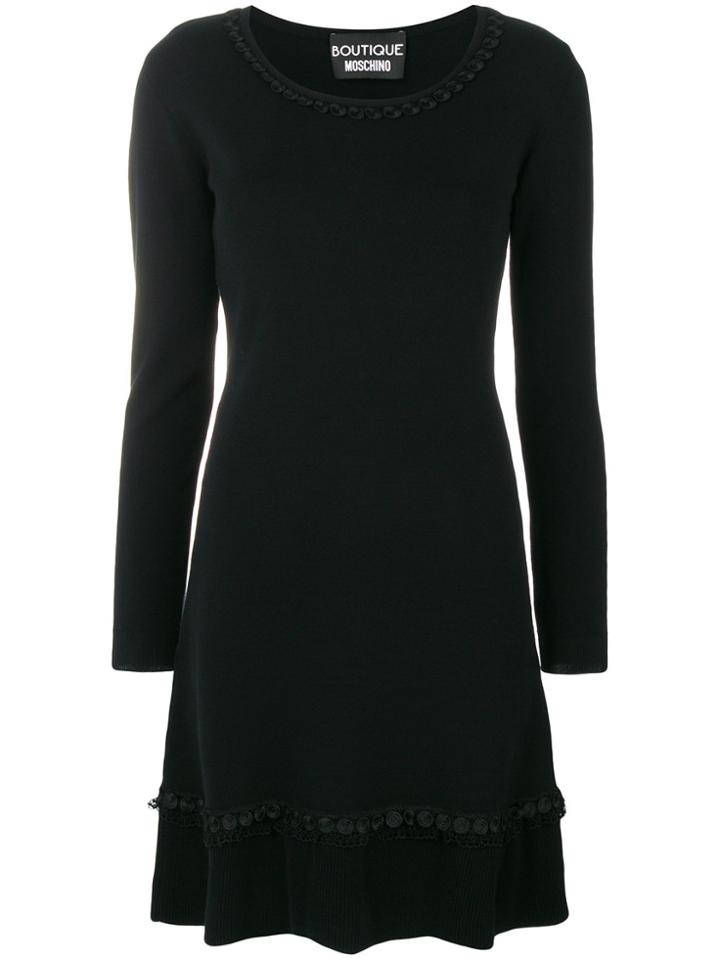 Boutique Moschino Round Neck Lace Trimmed Dress - Black