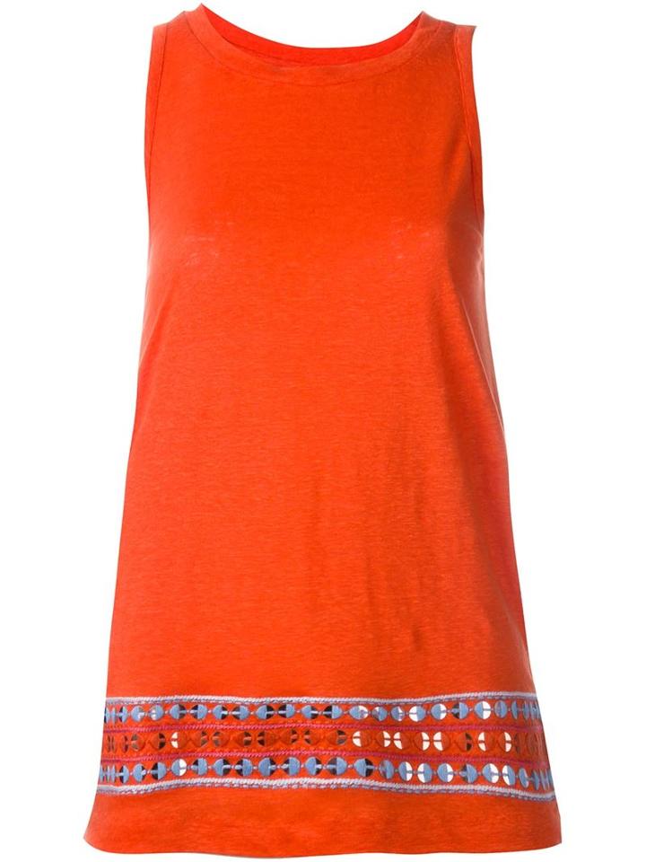 Tory Burch Embroidered Hem Tank Top