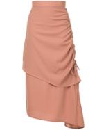 Elin Side-ruched Skirt - Pink & Purple