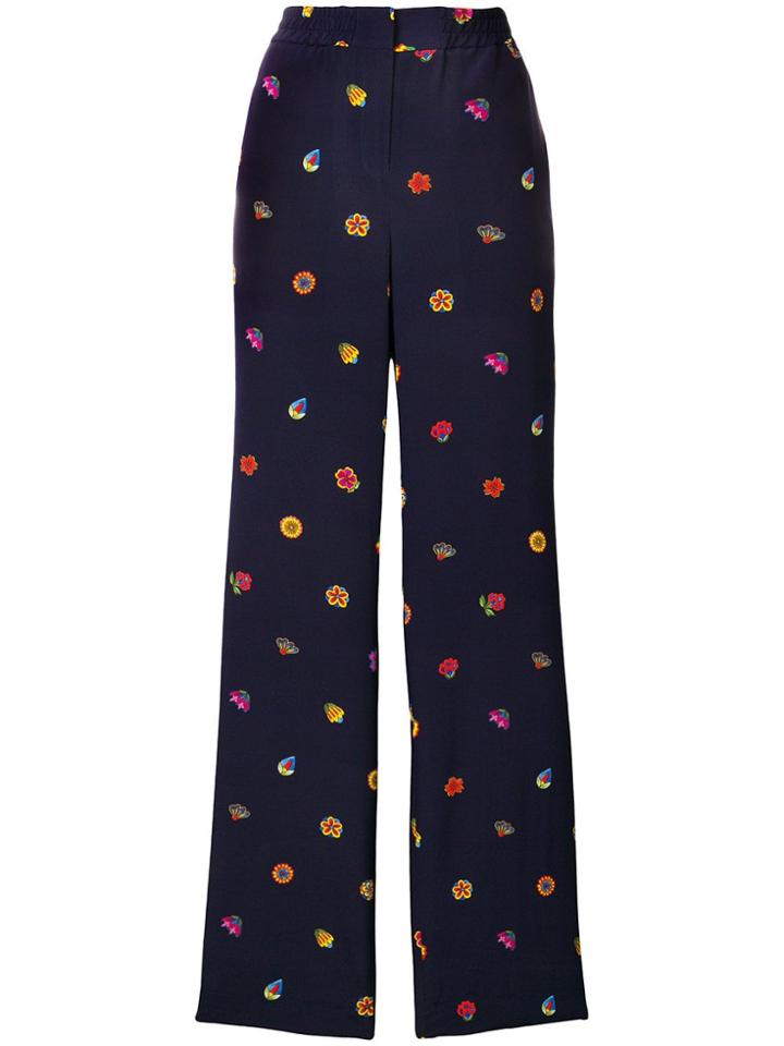 Ps Paul Smith Printed Wide-leg Trousers - Blue