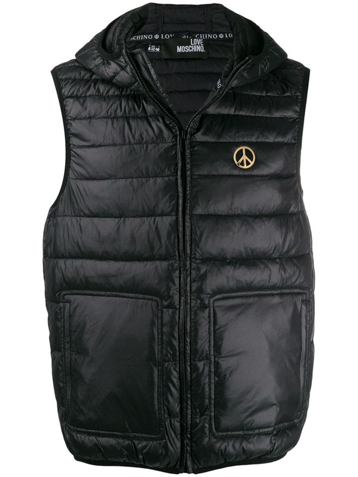 Love Moschino Hooded Padded Gilet - Black