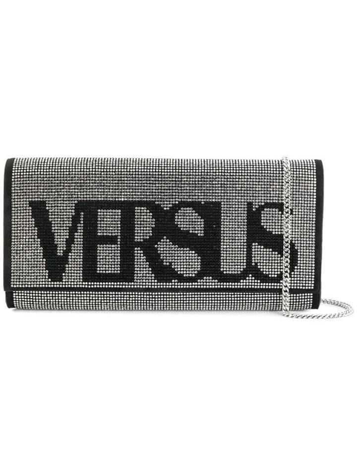 Versus Crystal-embellished Clutch - Black