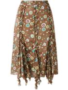 Romeo Gigli Pre-owned Ruffled Trim Printed Skirt - Brown