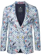Loveless - Birds Print Blazer - Men - Cotton/polyurethane - 2, Blue, Cotton/polyurethane