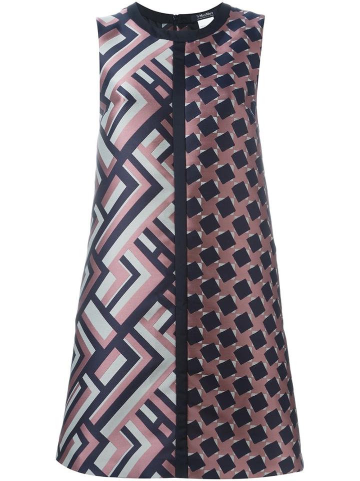 's Max Mara Geometric Jacquard Dress, Women's, Size: 42, Blue, Silk/polyester