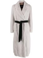 Blancha Belted Single Breasted Coat - White