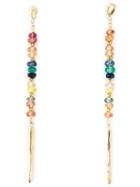 Natasha Collis Rainbow Sapphire Drop Rod Stud Earrings, Women's, Metallic, Sapphire/18kt Gold/emerald