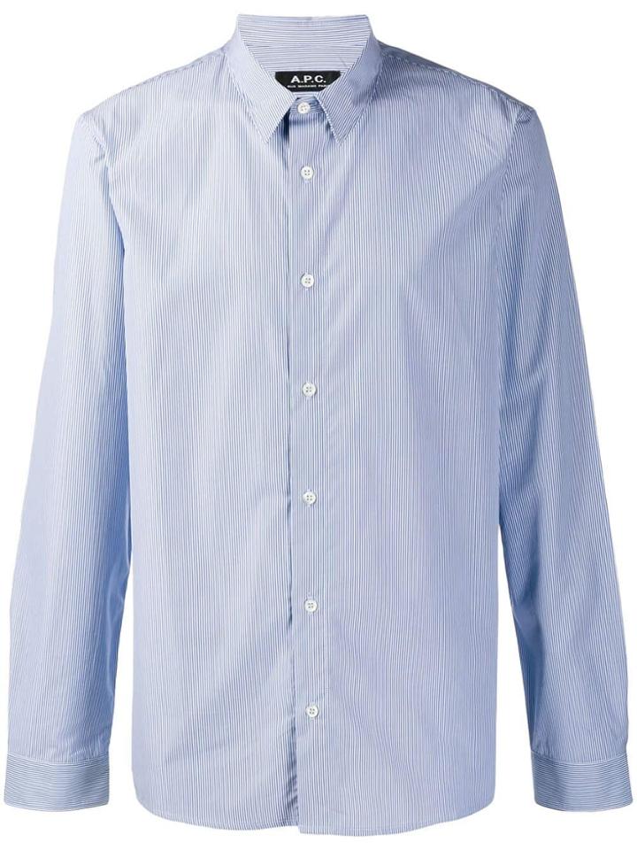 A.p.c. Striped Long-sleeve Shirt - Blue