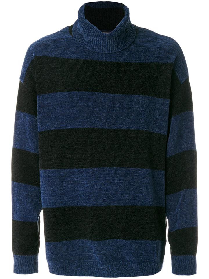 Maison Mihara Yasuhiro Striped Roll Neck Jumper - Blue