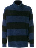 Maison Mihara Yasuhiro Striped Roll Neck Jumper - Blue