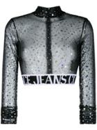 Versace Jeans Couture Cropped Sheer Top - Black