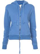 Greg Lauren Zipped Rear Print Hoodie - Blue