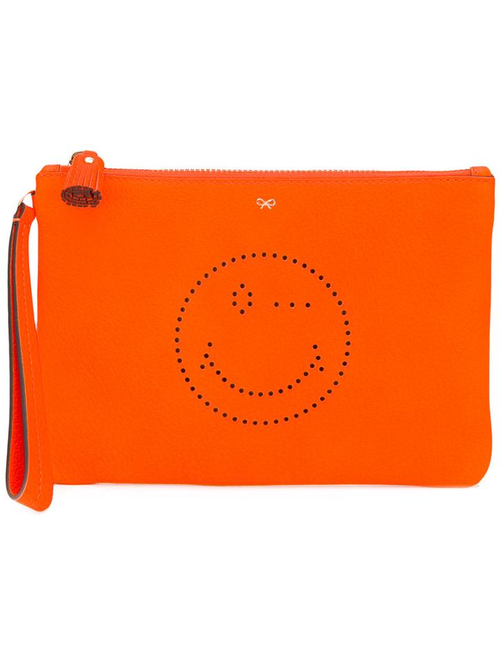 Anya Hindmarch Clutch Bag, Women's, Yellow/orange, Leather