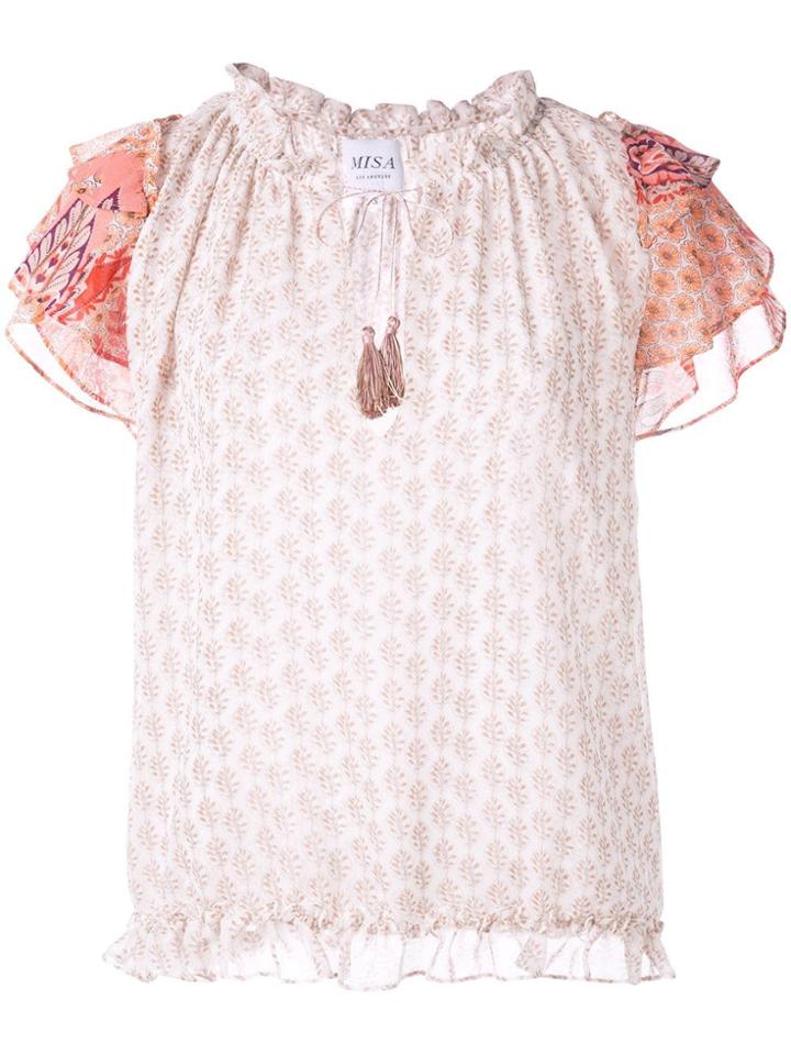 Misa Los Angeles Ruffle Sleeve Peasant Blouse - Multicolour