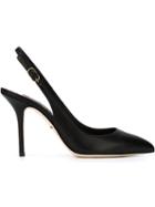 Dolce & Gabbana Slingback Pumps, Women's, Size: 37, Black, Lamb Skin/leather