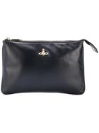 Vivienne Westwood Top Zip Logo Clutch - Black