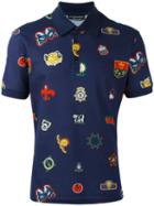 Alexander Mcqueen Badge Print Polo Shirt, Men's, Size: Small, Blue, Cotton