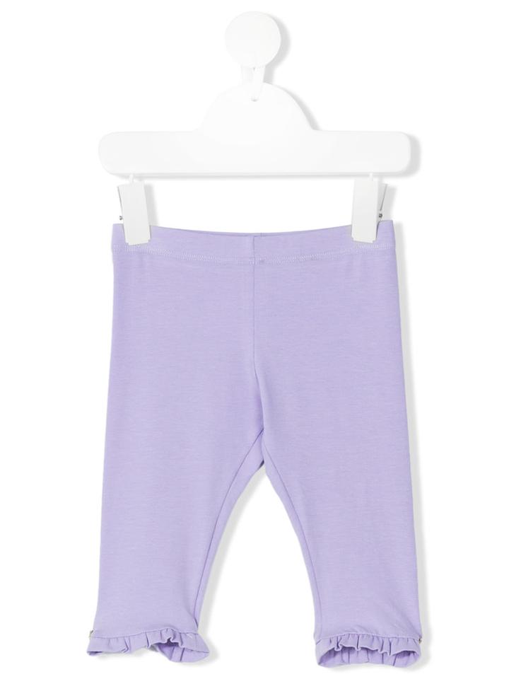 Young Versace - Ruffle Hem Leggings - Kids - Cotton/elastodiene - 24 Mth, Pink/purple