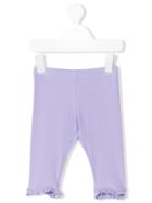 Young Versace - Ruffle Hem Leggings - Kids - Cotton/elastodiene - 24 Mth, Pink/purple