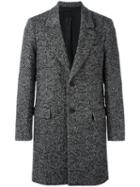 Ami Alexandre Mattiussi Herringbone Overcoat, Men's, Size: 46, Black, Cotton/acetate/wool/mohair